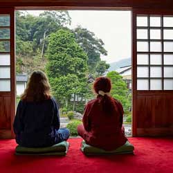 Two ladies practicing Zen